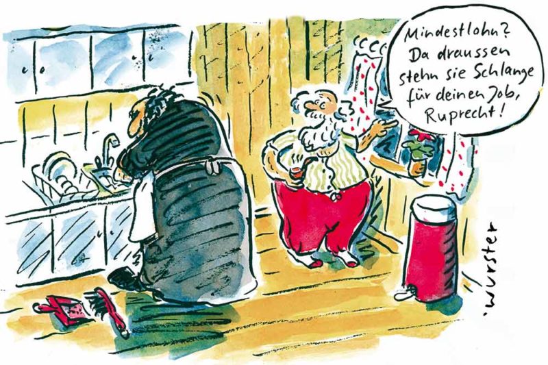 Mindestlohn Lohnuntergrenze Tricksereien Arbeitgeber Knecht Ruprecht Weihnachtsmann Santa Claus Nikolaus